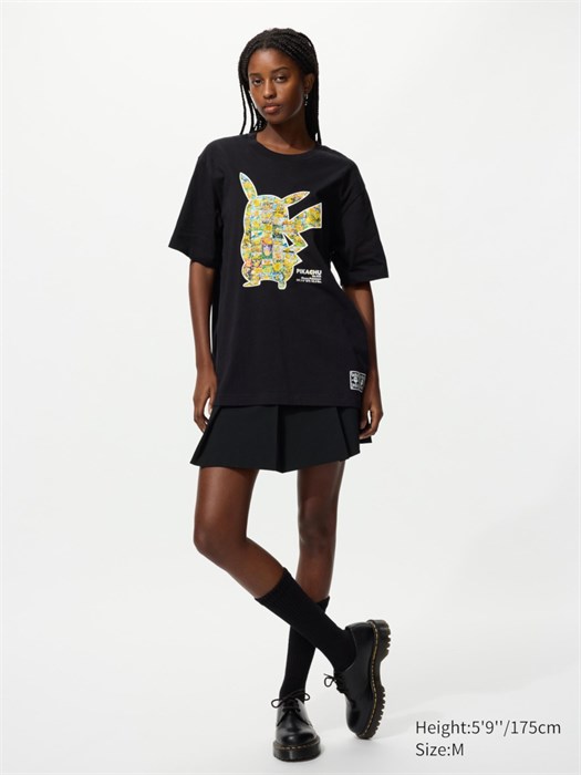 Uniqlo Графическая футболка Pokemon UT с принтом Пикачу, 100% хлопок, молодежный стиль 11023676