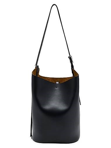 Proenza Schouler Сумка-ведро Brant из льна с кожаной окантовкой и регулируемым плечевым ремнем, размеры 24 см x 17 см x 37 см 11034414