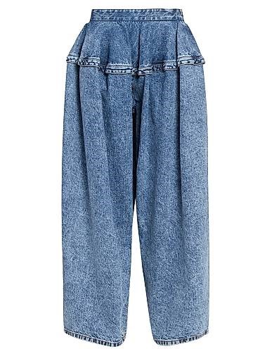 Стильные широкие джинсы Alaia с пеплумом и карманами, 99% хлопок, итальянский дизайн 11034878