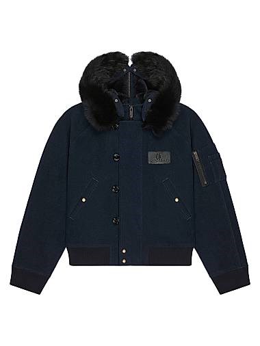 Льняная куртка-бомбер с капюшоном от Givenchy с меховым воротником и классическим кроем 11035373