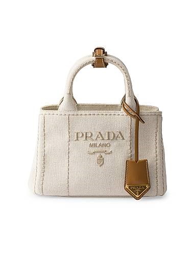 Prada Мини-сумка из льна с ручками и съемным плечевым ремнем, 22 x 15 x 13 см 11031365