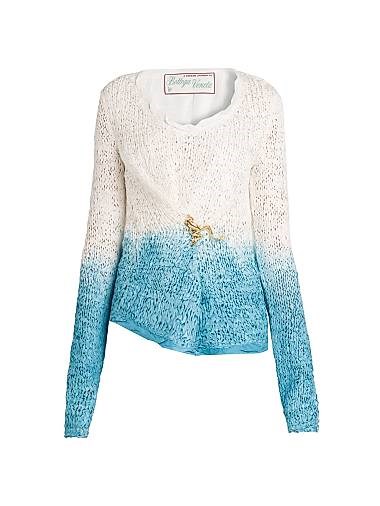 Омбре-свитер из шерсти и шелка Bottega Veneta с открытой вязкой и длинными рукавами, Италия 11034514