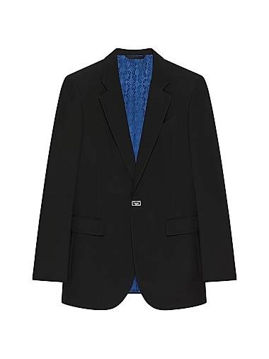Givenchy Итальянский жакет Slim Fit из шерсти с клипсой 2G, структурированный дизайн, английский лацкан, карманы 11031435
