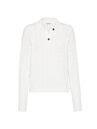 Мужская хлопковая рубашка-поло с изысканной вязкой от Brunello Cucinelli, 96% хлопок, Италия 11031851