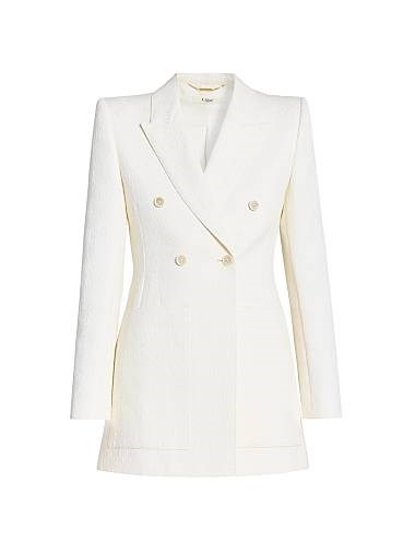 Жаккардовый хлопковый жакет Chloe с высоким воротником, двубортной застежкой и карманами, Италия 11035058