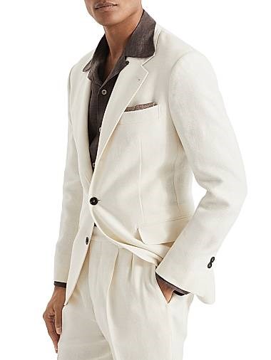 Пиджак Brunello Cucinelli с деконструированной текстурной полоской, 43% лен, 21% шелк, 21% шерсть, 15% хлопок, Италия 11031908