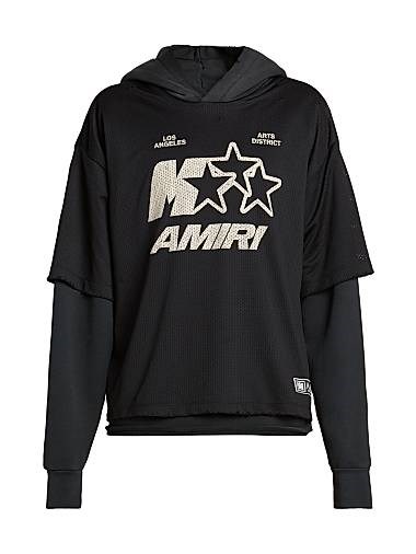 Худи Star из сетчатого трикотажа с капюшоном и длинными рукавами Amiri, 100% хлопок, произведено в Италии 11028305