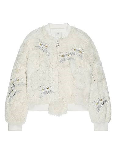 Бомбер из овечьего меха Givenchy с вышитой отделкой в виде котов, классический крой, произведен в Италии 11034408