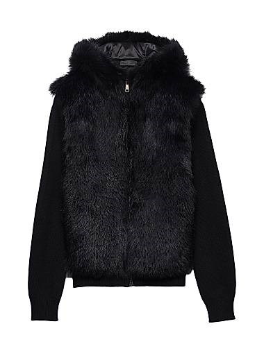 Кардиган Prada из кашемира и шерсти с капюшоном, современным дизайном и боковым карманом, 30% кашемира 11034592