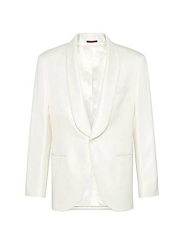 Текстурированный шелковый смокинг Brunello Cucinelli с шалевыми лацканами и перламутровыми пуговицами, Италия 11031858