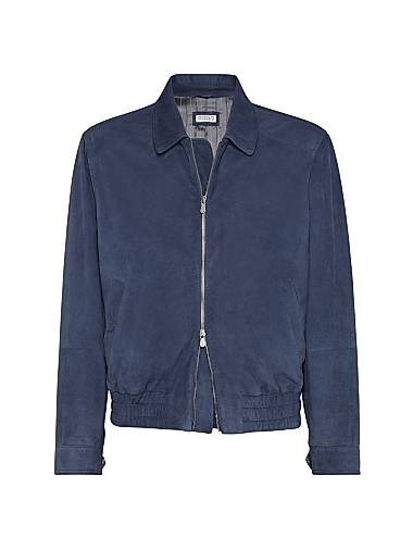 Кожаная бомбер-куртка Brunello Cucinelli с застежкой на молнию и двумя карманами, изготовленная в Италии 11031885