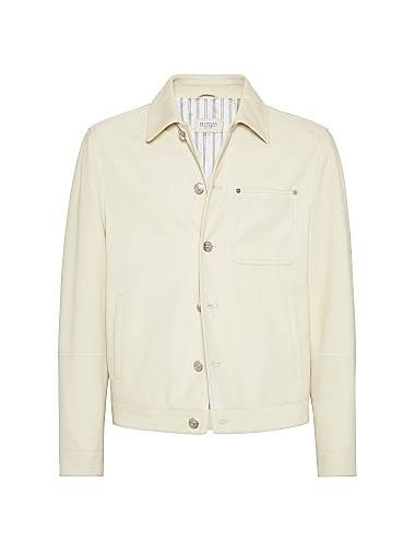 Замшевая рубашка-куртка Brunello Cucinelli с металлическими кнопками и двумя внутренними карманами 11031890