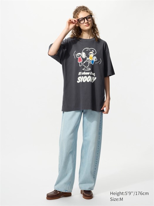 Uniqlo Оверсайз футболка PEANUTS UT с графическим принтом, 100% хлопок, посвященная 75-летию Пинаутс 11165812