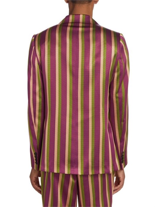 Полосатый двубортный пиджак Juniper от Bode с пиковыми лацканами и карманами на клапанах, 100% полиэстер 11226155