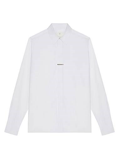 Рубашка-лонгслив из хлопкового поплина Givenchy с классическим воротником и скрытой застежкой 11008820