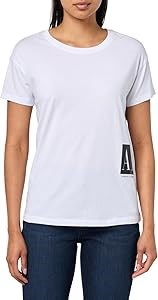 A|X Armani Exchange Женская футболка Armani Exchange с логотипом Bold Icon, обычным комфортным кроем из 100% хлопка 11240473