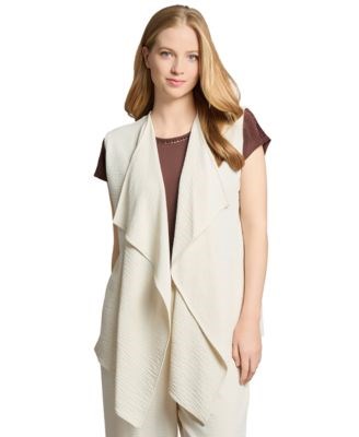 Jones New York Женский жилет с каскадным лацканом, открытого фасона, из полиэстера, длина 68 см 11224034