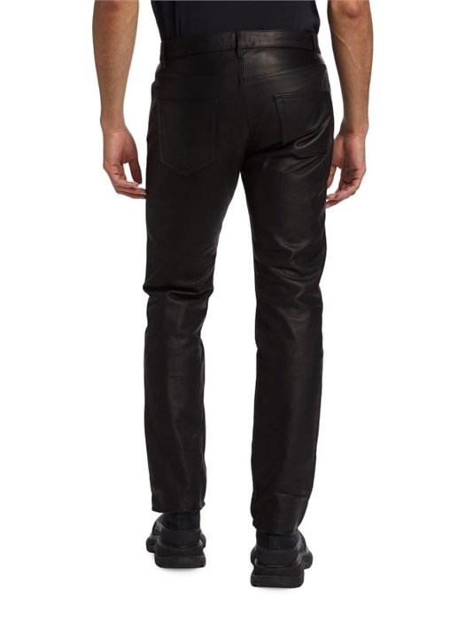 Кожаные брюки The Daze от John Elliott с классическими пятипанельными карманами и зауженным к коленям силуэтом 11226046