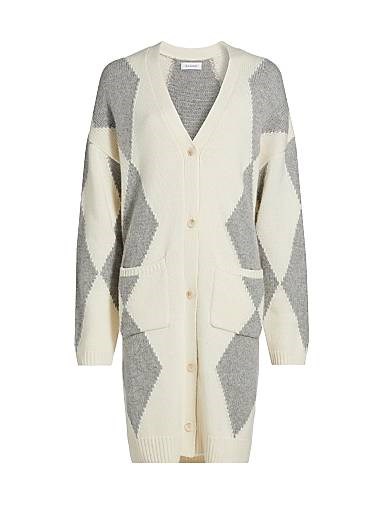 Кардиган Naadam из шерсти и кашемира с алмазным узором, V-образным вырезом и пуговицами 11022779