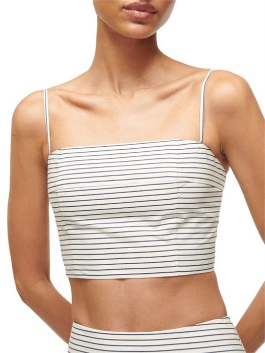 Staud Кроп-топ Frederic из эластичного полосатого хлопка с квадратным вырезом и молнией 11225809