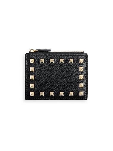 Valentino Garavani Монетница и держатель для карт из зернистой телячьей кожи с шестью слотами и расширяемым отделением для монет 11010374