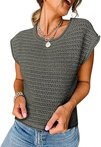 Женская летняя футболка без рукавов Shewin 2024, свободного кроя, легкий серый пуловер с коротким рукавом, размер M 10020601