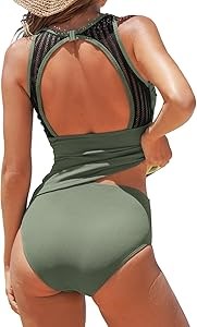 Женский танкини Cupshe с высоким воротником и вырезом на спине, 2 предмета, 95% нейлон, 5% спандекс 11241076