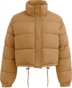 Короткая утепленная стеганая куртка Flygo для женщин с длинными рукавами, регулируемым подолом и карманами 10022915