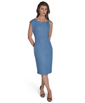 Женский сарафан Halston с металлическими элементами, приталенный, без рукавов 11221778