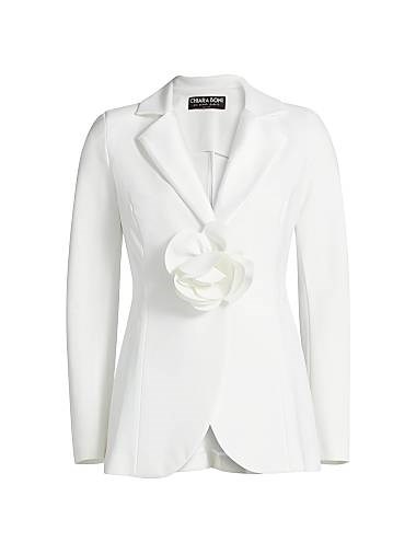 Chiara Boni La Petite Robe Блейзер Ospit Ra с цветочными аппликациями и длинными рукавами, 72% нейлон, 28% эластан, производство Италия 11028046