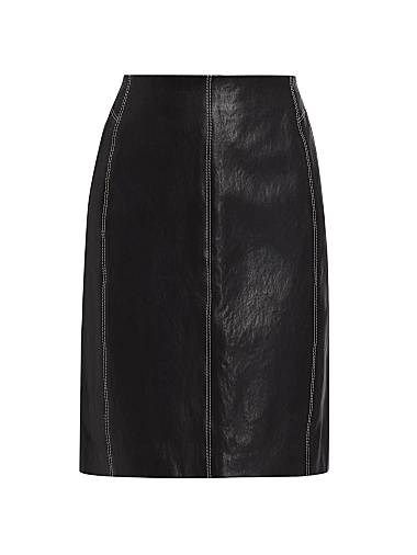 Кожаная юбка из ягнёнка Frame с отделкой шва, задней молнией и сложными швами для современного стиля 11010124