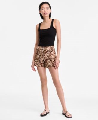 Женские шорты с леопардовым принтом от I.N.C. International Concepts с посадкой на талии и шаговым швом длиной 12.7 см 11225440
