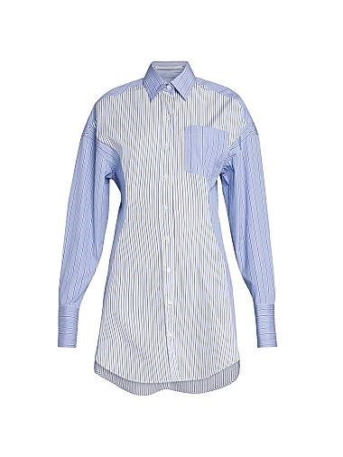 Платье-рубашка с длинными рукавами и карманом из органического хлопка в полоску Mixed Stripe от Stella McCartney 11020490