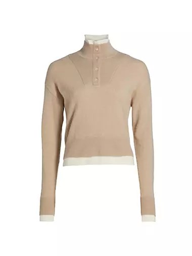 Кашемирово-шерстяной свитер Naadam с многослойным дизайном, 90% шерсть, 10% кашемир 10048132