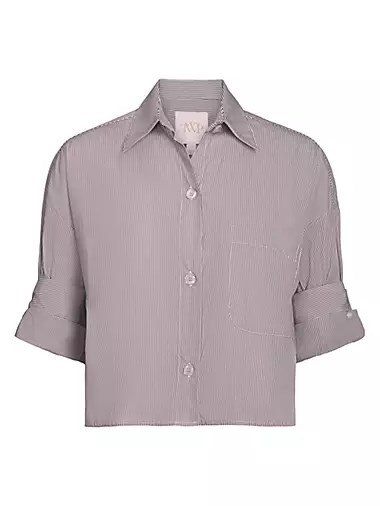 Twp Классическая рубашка с пуговицами от Next Ex из хлопка и шелка с длинными рукавами и нагрудным карманом 10043050