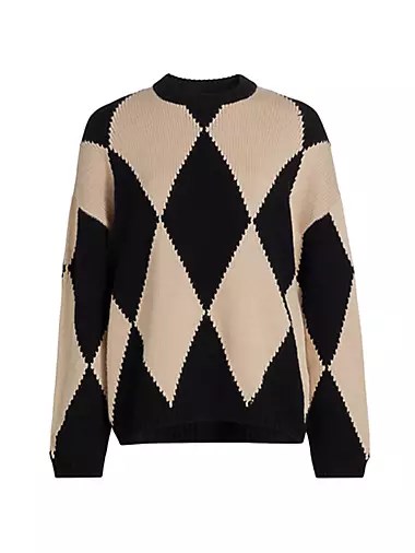 Свитер Naadam из шерсти и кашемира с ромбовидным узором, 70% шерсть/30% кашемир, лонгслив 10048133