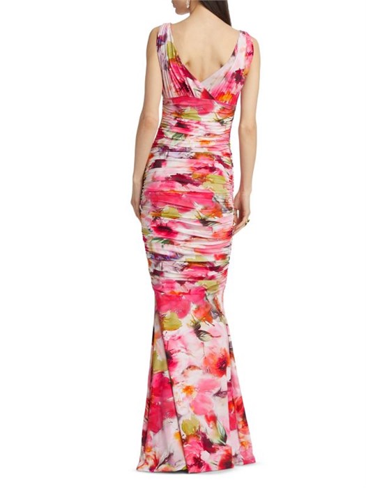 Коктейльное платье Barbe с рюшами и цветочным принтом водяных цветов от Chiara Boni La Petite Robe, Италия 11170386