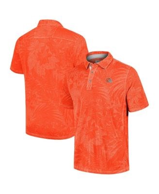 Tommy Bahama Мужская поло-рубашка Cleveland Browns Sport Santiago Paradise с ярким тропическим орнаментом и вышивкой, оранжевого цвета 11223812