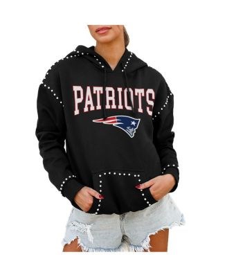 Gameday Couture Черное молодежное худи с нашивками и карманом New England Patriots Catch the Vibe 11238969