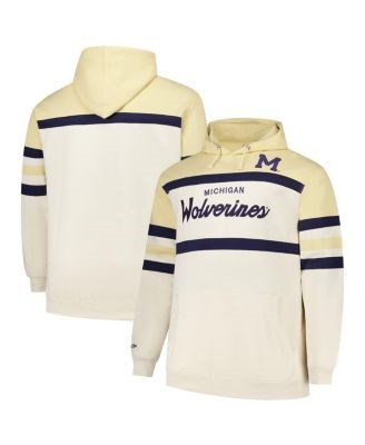 Mitchell &amp, Ness Кремовое мужское худи с длинным рукавом и флисовой подкладкой Michigan Wolverines Big Tall Head Coach 11222474
