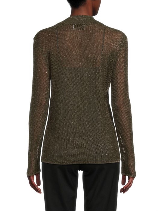 Металлизированный лонгслив St. John с открытым узором в форме сот, 59% вискоза 11235324