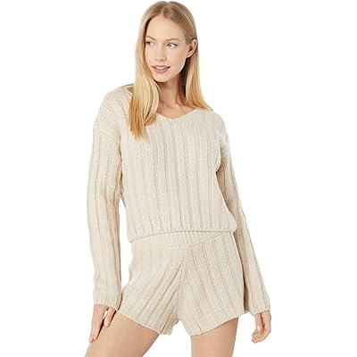 Укороченный вязаный свитер Blank NYC из грубой пряжи с V-образным вырезом, состоящий на 68% из акрила 10047341