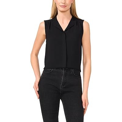 Безрукавная блузка CeCe с открытым воротником и скрытой застежкой, классическая посадка, 100% полиэстер 11234260