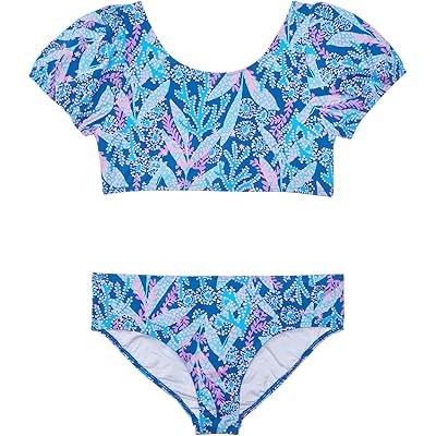 Lilly Pulitzer Kids Детский костюм бикини Arlen от Lilly Pulitzer с короткими рукавами и комфортным вырезом, 75% нейлон 10047296