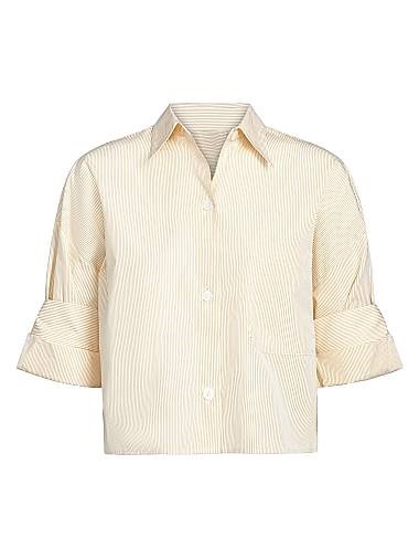 Twp Кроп-топ в полоску из хлопка с отложным воротником и рукавами три четверти от Next Ex 11011919