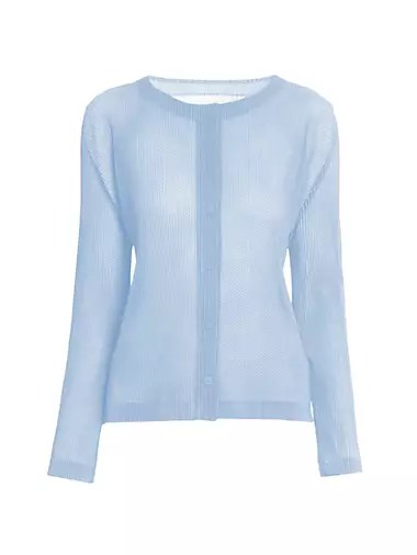 Кардиган Tatami от Pleats Please Issey Miyake с текстурной вязкой, вырезом-лодочкой и длинными рукавами 10042439