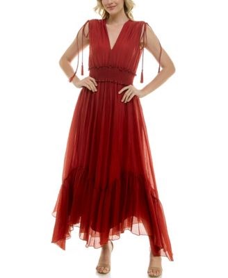 Эффектное молодёжное платье от Taylor с глубоким вырезом и асимметричным струящимся подолом 11237673