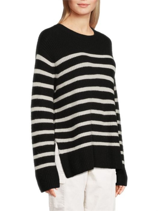 Alice + Olivia Свитер Harold в полоску из шерсти и кашемира с круглым вырезом и длинными рукавами, 70% шерсти, 30% кашемира 11170643