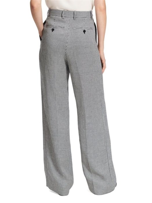 Классические прямые брюки из льняной смеси в узор гусиная лапка от Theory с поясом и карманами 11231901