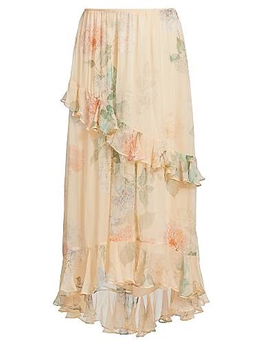 Юбка Zimmermann из 100% вискозы с многослойным цветочным принтом и сборкой на талии 11029146